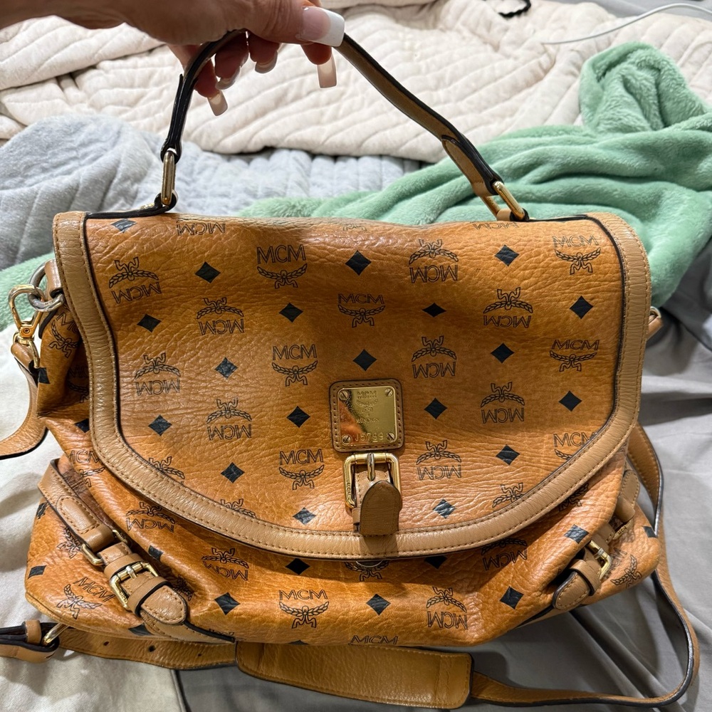 MCM Cognac Leather Shoulder Bag